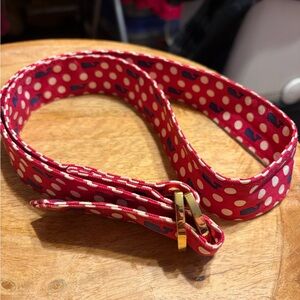 Vineyard Vines Red and White Polka Dot Belt with Gold Buckle